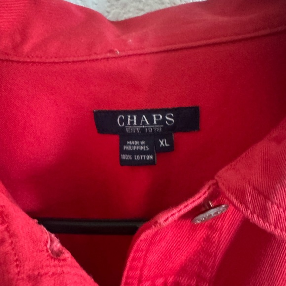 Chaps Red Button-Front Jean Jacket - Picture 3 of 8